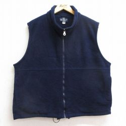 L★古着 ランズエンド フリース ベスト メンズ 90年代 90s 紺 ネイビー 24dec07 中古 アウター