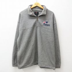 【20%OFF】L★古着 長袖 ハーフジップ フリース ジャケット メンズ NPL ニューイングランドペイトリオッツ グレー アメフト スーパーボウル 24dec09 中古 アウター