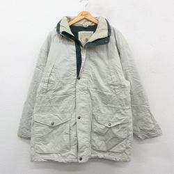 【50%OFF】XL★古着 長袖 マウンテン ジャケット メンズ 大きいサイズ ロング丈 薄ベージュ カーキ 内側キルティング 24dec10 中古 アウター