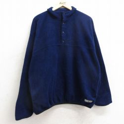 L★古着 ラッセル 長袖 フリース ジャケット メンズ 90年代 90s スナップT USA製 紺 ネイビー 24dec10 中古 アウター