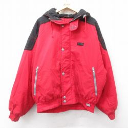 XL★古着 長袖 ナイロン ジャケット パーカー メンズ WHITE STAG ツートンカラー 赤他 レッド 内側キルティング 24dec14 中古 アウター