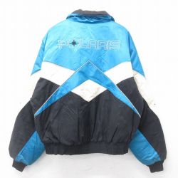 XL★古着 長袖 ナイロン ジャケット メンズ 90年代 90s POLARIS 刺繍 大きいサイズ USA製 水色他 24dec14 中古 アウター
