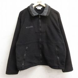 M★古着 コロンビア COLUMBIA 長袖 フリース ジャケット メンズ 00年代 00s ワンポイントロゴ 黒 ブラック 24dec14 中古 アウター
