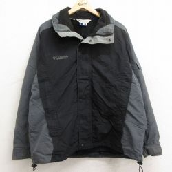 XL★古着 コロンビア COLUMBIA 長袖 ナイロン ジャケット メンズ 00年代 00s ワンポイントロゴ 黒他 ブラック 内側フリース 24dec14 中古 アウター
