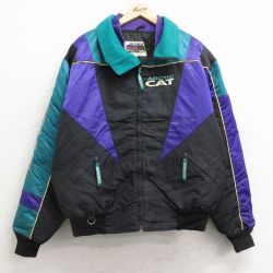 【20%OFF】XL★古着 長袖 ナイロン ジャケット メンズ 90年代 90s ARCTIC CAT 襟フリース 黒他 ブラック 内側キルティング 24dec17 中古 アウター
