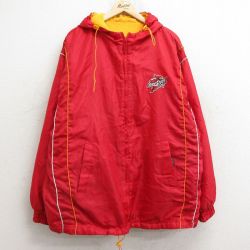 【50%OFF】XL★古着 長袖 ジャケット パーカー メンズ アイオワステートサイクロンズ フットボール リバーシブル ロング丈 赤他 レッド 内側フリース 24dec17 中古 アウター