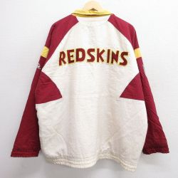 XL★古着 長袖 ナイロン ジャケット メンズ 00年代 00s NFL ワシントンレッドスキンズ 刺繍 大きいサイズ ラグラン 白他 ホワイト アメフト スーパーボウル 内側キルティング 24dec18 中古 アウター