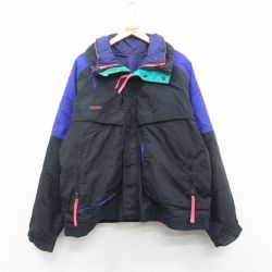 XL★古着 コロンビア COLUMBIA 長袖 ナイロン ジャケット メンズ 90年代 90s 大きいサイズ 黒他 ブラック 24dec19 中古 アウター