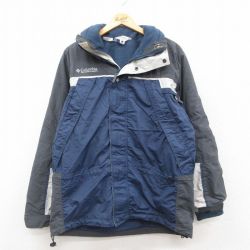 【50%OFF】L★古着 コロンビア COLUMBIA 長袖 ナイロン ジャケット メンズ 00年代 00s Fire Ridge 紺他 ネイビー 内側フリース 24dec19 中古 アウター