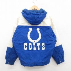 XL★古着 ミラージュ 長袖 ナイロン ジャケット パーカー メンズ 90年代 90s NFL インディアナポリスコルツ 青他 ブルー 内側キルティング アメフト スーパーボウル 【spe】 24dec21 中古 アウター
