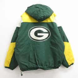 XL★古着 スターター STARTER 長袖 ハーフジップ ナイロン ジャケット アノラック パーカー メンズ 00年代 00s NFL グリーンベイパッカーズ 大きいサイズ 緑他 グリーン アメフト スーパーボウル 内側キルティング 【spe】 24dec23 中古 アウター