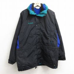 L★古着 コロンビア COLUMBIA 長袖 ナイロン ジャケット メンズ 00年代 00s ワンポイントロゴ 黒他 ブラック 内側フリース 24dec23 中古 アウター