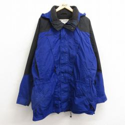 XL★古着 コロンビア COLUMBIA 長袖 ナイロン ジャケット パーカー メンズ 00年代 00s ワンポイントロゴ ロング丈 青他 ブルー 内側フリース 24dec23 中古 アウター
