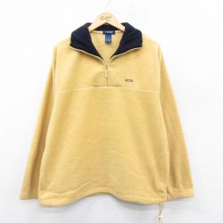 【50%OFF】L★古着 IZOD 長袖 ハーフジップ フリース ジャケット メンズ ワンポイントロゴ 黄 イエロー 24dec25 中古 アウター