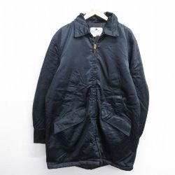【50%OFF】XL★古着 ゴールデンフリース 長袖 ナイロン ジャケット メンズ 80年代 80s ロング丈 USA製 濃紺 ネイビー 内側キルティング 【spe】 24dec26 中古 アウター