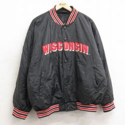 【50%OFF】XL★古着 STEVE&BARRYS 長袖 ジャケット メンズ 00年代 00s ウィスコンシン 黒 ブラック 内側キルティング 25jan16 中古 アウター