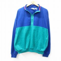 【50%OFF】XL★古着 長袖 ハーフジップ フリース ジャケット メンズ 00年代 00s ツートンカラー 青他 ブルー 25jan20 中古 アウター