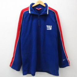 【50%OFF】XL★古着 リーボック REEBOK 長袖 ハーフジップ フリース ジャケット メンズ NFL ニューヨークジャイアンツ 青 ブルー アメフト スーパーボウル 25jan22 中古 アウター