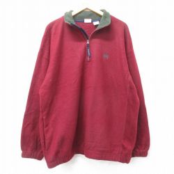XL★古着 ビューグルボーイ 長袖 ハーフジップ フリース ジャケット メンズ ワンポイントロゴ エンジ他 25jan21 中古 アウター