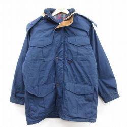 【50%OFF】XL★古着 セントジョンズベイ 長袖 マウンテン ジャケット パーカー メンズ 90年代 90s ロング丈 紺 ネイビー 内側キルティング 25jan23 中古 アウター