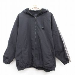 【50%OFF】XL★古着 長袖 ナイロン ジャケット メンズ 00年代 00s 大きいサイズ 黒 ブラック 内側フリース 25jan23 中古 アウター
