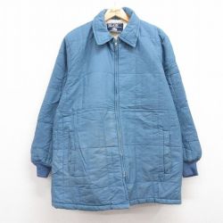 【50%OFF】L★古着 長袖 ナイロン ジャケット メンズ 90年代 90s ロング丈 USA製 薄紺 ネイビー 内側ボア 25jan24 中古 アウター