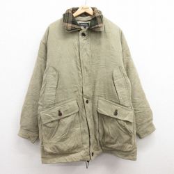 XL★古着 長袖 ダウン ジャケット メンズ ロング丈 緑系 グリーン 25jan24 中古 アウター