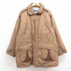 【50%OFF】XL★古着 長袖 ダウン ジャケット メンズ 90年代 90s ロング丈 茶他 ブラウン 内側キルティング 【spe】 25jan24 中古 アウター