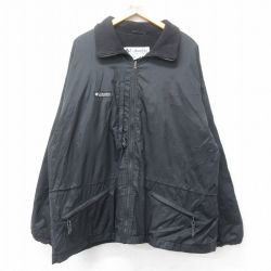 【50%OFF】XL★古着 コロンビア COLUMBIA 長袖 ナイロン ジャケット メンズ 00年代 00s ワンポイントロゴ 大きいサイズ 黒 ブラック 内側フリース 25jan24 中古 アウター
