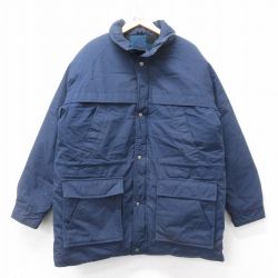 【50%OFF】L★古着 長袖 ダウン ジャケット メンズ 00年代 00s ロング丈 紺 ネイビー 25jan24 中古 アウター