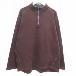 XL★古着 長袖 ハーフジップ フリース ジャケット メンズ JONES 大きいサイズ 茶他 ブラウン 25jan27 中古 アウター