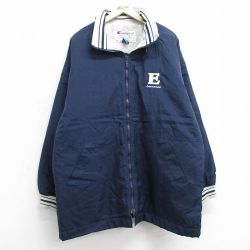 XL★古着 チャンピオン champion 長袖 ナイロン ジャケット メンズ 90年代 90s ラクロス 大きいサイズ ロング丈 紺他 ネイビー 25jan31 中古 アウター