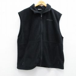 L★古着 コロンビア COLUMBIA フリース ベスト メンズ ワンポイントロゴ 黒 ブラック 25feb04 中古 アウター