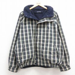 L★古着 ノーティカ NAUTICA 長袖 ブランド ジャケット メンズ 90年代 90s ワンポイントロゴ リバーシブル ラグラン 緑他 グリーン チェック 内側フリース 25feb05 中古 アウター