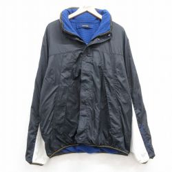 XL★古着 ノーティカ NAUTICA 長袖 ブランド ジャケット メンズ ワンポイントロゴ リバーシブル 紺他 ネイビー 内側フリース 25feb05 中古 アウター