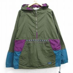 L★古着 エルエルビーン LLBEAN 長袖 ナイロン ジャケット アノラック パーカー メンズ 90年代 90s 濃緑他 グリーン 【spe】 25feb06 中古 アウター
