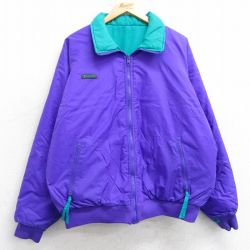 XL★古着 コロンビア COLUMBIA 長袖 ナイロン ジャケット メンズ 90年代 90s リバーシブル ラグラン 大きいサイズ 紫 パープル 25feb06 中古 アウター