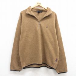 L★古着 ノーティカ NAUTICA 長袖 ブランド ハーフジップ フリース ジャケット メンズ 90年代 90s ワンポイントロゴ USA製 茶 ブラウン 25feb07 中古 アウター