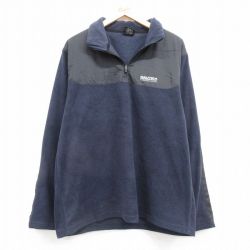 L★古着 ノーティカ NAUTICA 長袖 ブランド ハーフジップ フリース ジャケット メンズ ワンポイントロゴ 紺他 ネイビー 25feb07 中古 アウター