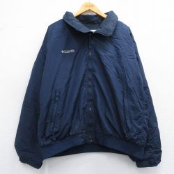 XL★古着 コロンビア COLUMBIA 長袖 ナイロン ジャケット メンズ 00年代 00s ワンポイントロゴ 大きいサイズ 紺 ネイビー 内側フリース 25feb08 中古 アウター