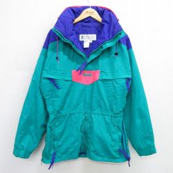 M★古着 コロンビア COLUMBIA 長袖 ハーフジップ ナイロン ジャケット メンズ 90年代 90s 青緑他 25feb12 中古 アウター