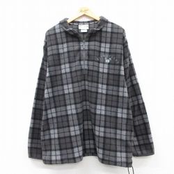 【50%OFF】XL★古着 長袖 ハーフジップ フリース ジャケット メンズ ディズニーランド グレー他 チェック 25feb10 中古 アウター