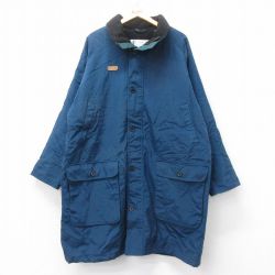 XL★古着 コロンビア COLUMBIA 長袖 ナイロン コート メンズ 00年代 00s ラグラン 大きいサイズ ロング丈 紺 ネイビー 内側フリース 【spe】 25feb15 中古 アウター