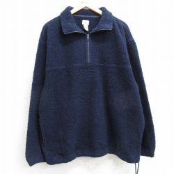 L★古着 長袖 ハーフジップ ボア フリース ジャケット メンズ 00年代 00s 紺 ネイビー 25feb15 中古 アウター
