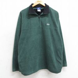 L★古着 リーボック REEBOK 長袖 ハーフジップ フリース ジャケット メンズ 00年代 00s ワンポイントロゴ 緑 グリーン 25feb15 中古 アウター