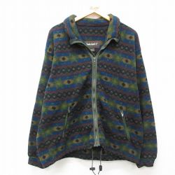 L★古着 ティンバーランド 長袖 フリース ジャケット メンズ 90年代 90s 総柄 USA製 黒他 ブラック 【spe】 25feb17 中古 アウター