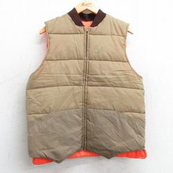 M★古着 ベスト メンズ 80年代 80s リバーシブル ベージュ カーキ 25feb18 中古 アウター