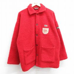L★古着 長袖 ボア フリース ジャケット メンズ 90年代 90s ナパピり 赤 レッド 25feb18 中古 アウター