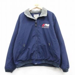 XL★古着 エルエルビーン LLBEAN 長袖 ナイロン ジャケット メンズ 00年代 00s A&M 大きいサイズ 濃紺 ネイビー 内側フリース 25feb18 中古 アウター