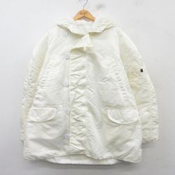 XL★古着 アルファ 長袖 ナイロン ジャケット パーカー メンズ 大きいサイズ ロング丈 USA製 白 ホワイト 【spe】 25feb20 中古 アウター
